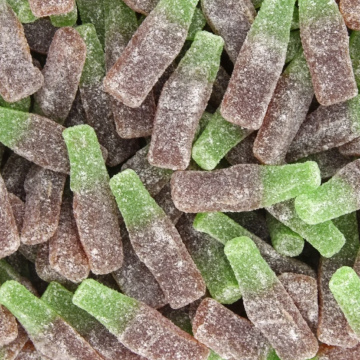 Bouteille de cola acidulèes marron et verte(100G)